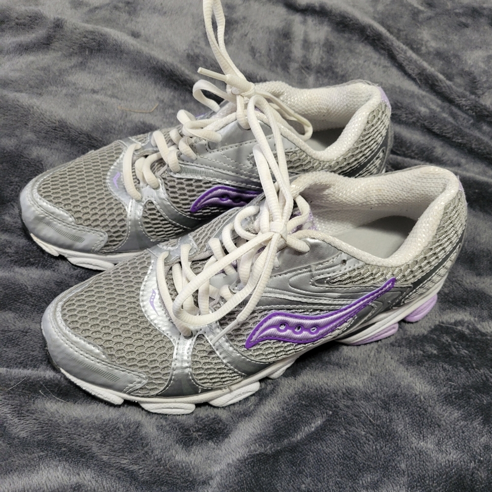 Saucony Women's Athletic Shoes in Silver and Purple - Picture 2 of 7